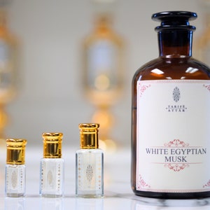 Huile de parfum au musc blanc d&#39;Égypte, Tarife Attar, Premium, Attar Oil, Propre, Minimaliste, Fleurs douces, Sans alcool, Végétalien