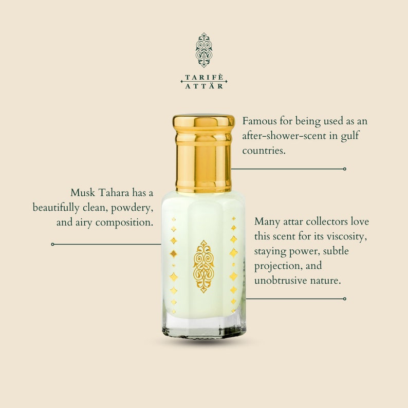Huile de parfum Musk Tahara par Tarife Attar, Premium, musc léger, poudré, sans alcool, végétalien image 4