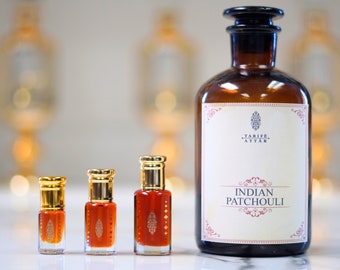 Patchouli indiano, olio essenziale puro al 100% di Tarife Attar, distillato a vapore, terroso classico, senza alcol, vegano