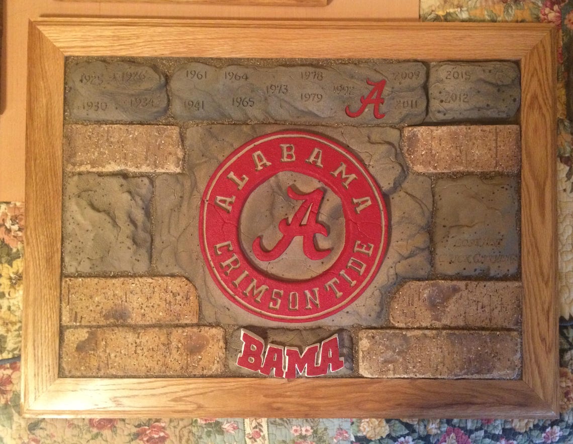 Alabama Crimson Tide Wall Hanging Framed Brick Art Roll Tide Etsy New Zealand