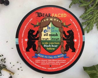 BearFaced ~ Oil Mask for Length & Strength ~ Scalp Care made from Black Bear Tallow