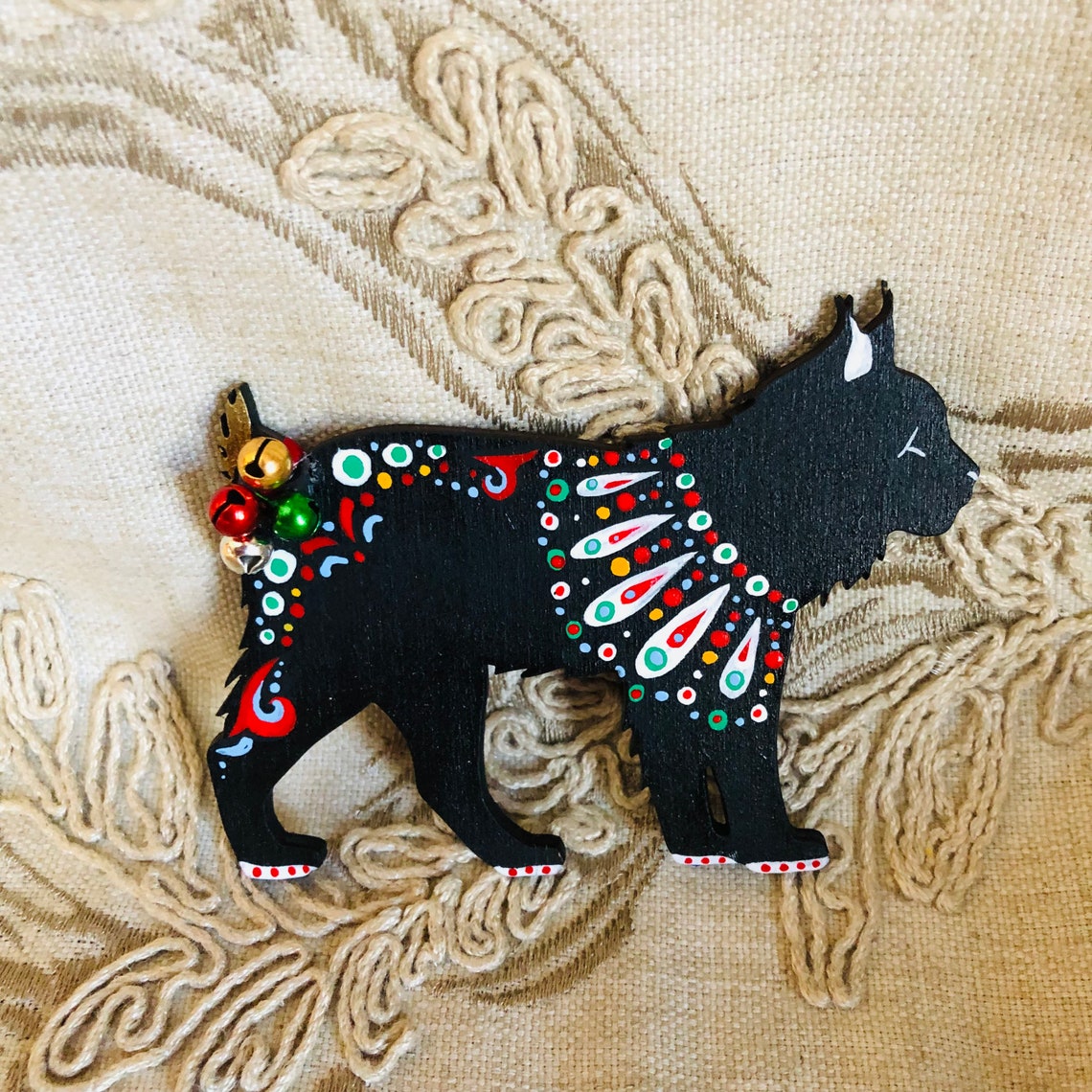 Bells on Bobtails Hand Painted Wooden Bobcat Ornament With Etsy