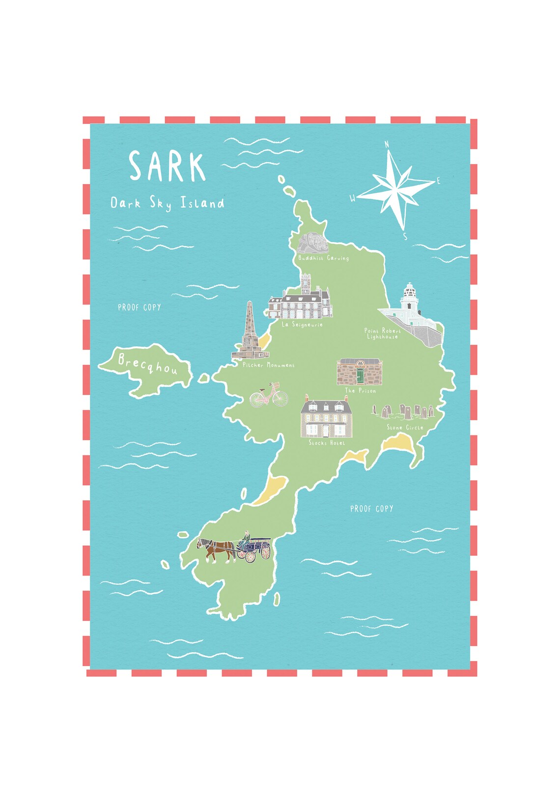 Sark Channel Island Illustrated Map Print A4 Etsy Sark Channel Island Illustrated Map Print A4 Etsy