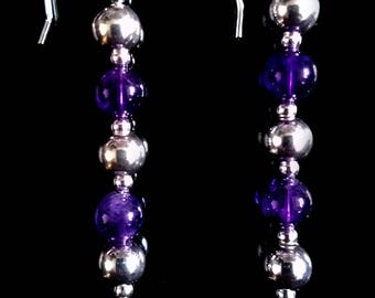 A Beautiful Amethyst Sterling Silver Dangle Earrings, February Birthstone, Earrings, Silver Earrings, Amethyst Earrings