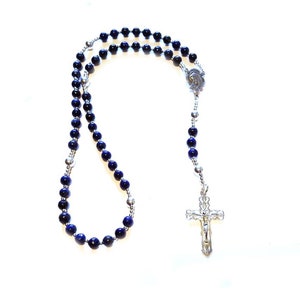 Gorgeous Natural Lapis Lazuli Sterling Silver Catholic Rosary. Sterling Silver Rosary. Lapis Lazuli Rosary. Men. Women. Rosary. Catholic.
