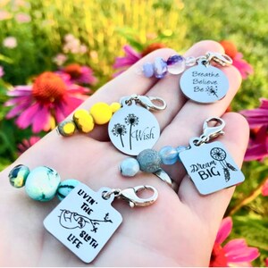 Stainless Steel Charm Zipper Pull, Dandelion Zipper Pull, Wish Planner Charm, Zipper Pulls for Purses, Breath Believe Be, Zipper Charms