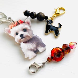 Beaded Zipper Pull Set: Dog, Floral, Woodsy Planner Charms