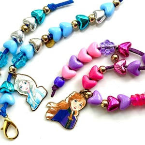 Tirador de cremallera de princesa con cuentas, llavero con dije de Elsa o Anna para niños