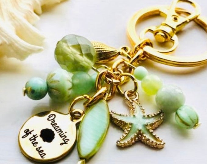 Chunky Ocean Keychains, Beach Purse Charms, Waves Keychain, Sea