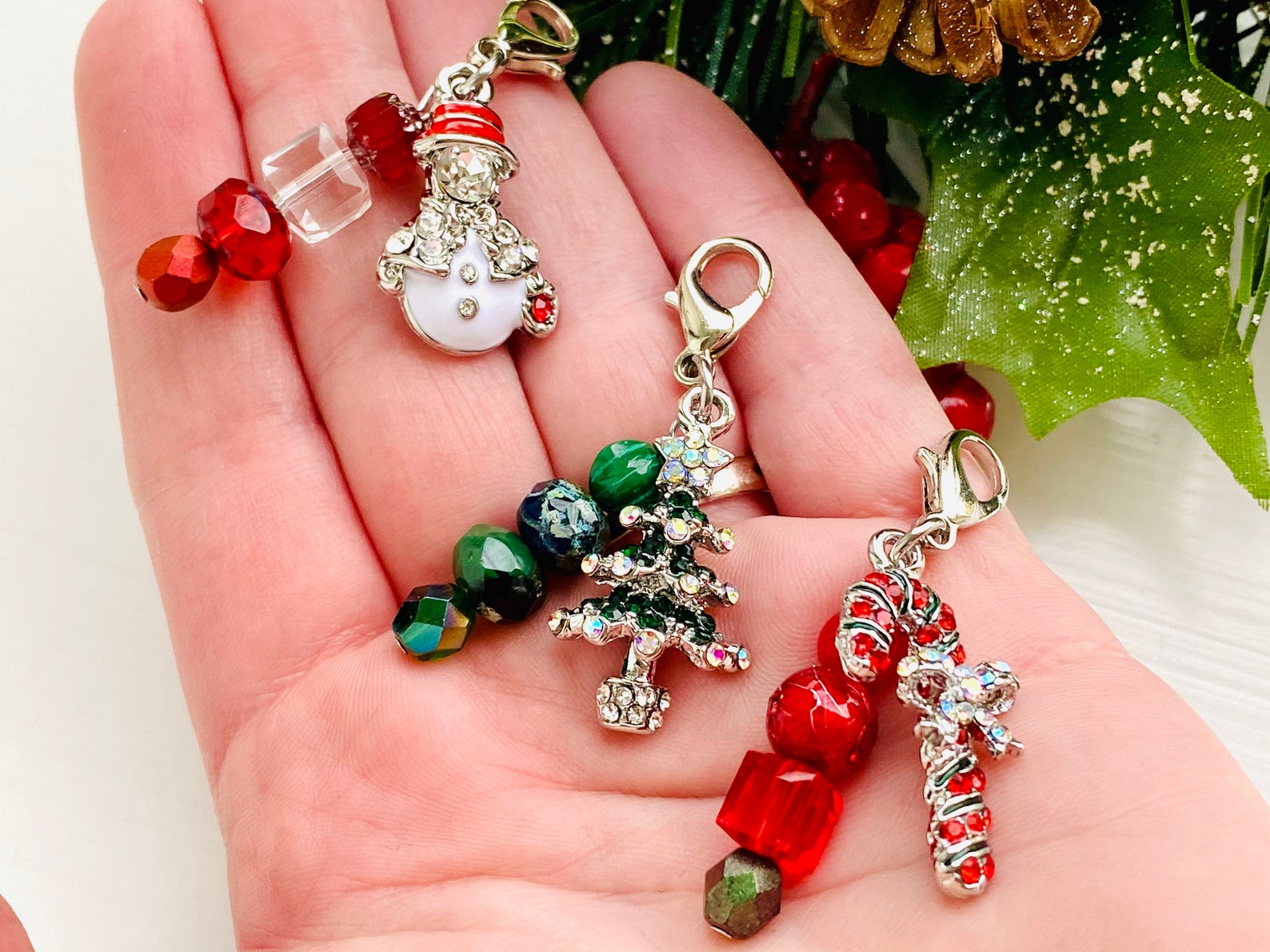 Christmas Zipper Pulls Rhinestone Zipper Pulls Christmas Etsy