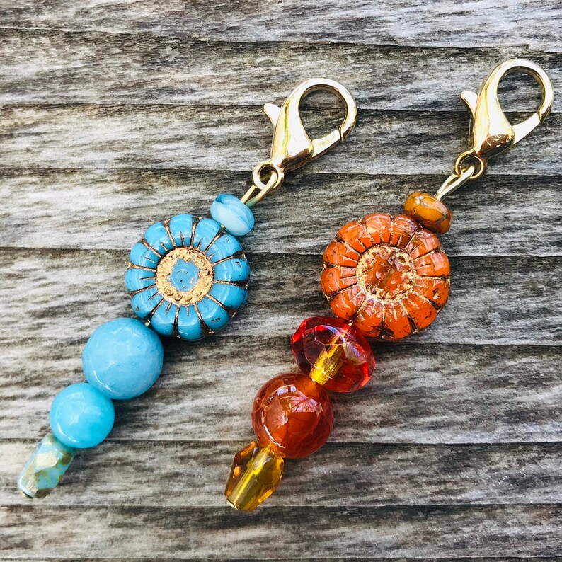 Zipper Pulls Sunflower Zipper Pull Charm Zipper Charms Knitting Progress Keepers Zipper Pull Zipper Pulls for Purses Sunflower Gifts