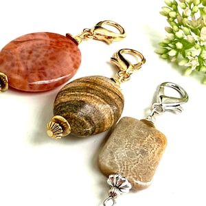 Handmade Beaded Stone Zipper Pull: Purse or Sweater Charm