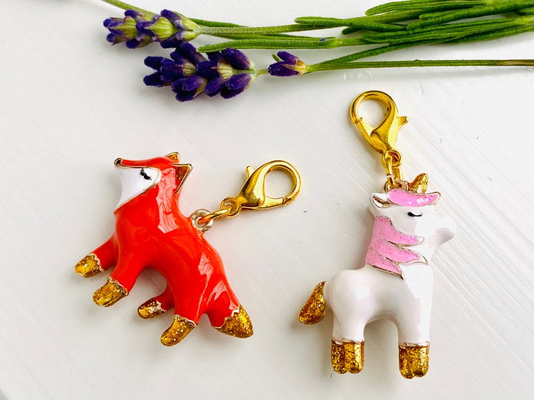 1 Fox or Unicorn Zipper Pull, Zipper Pulls for Kids, Unicorn Planner