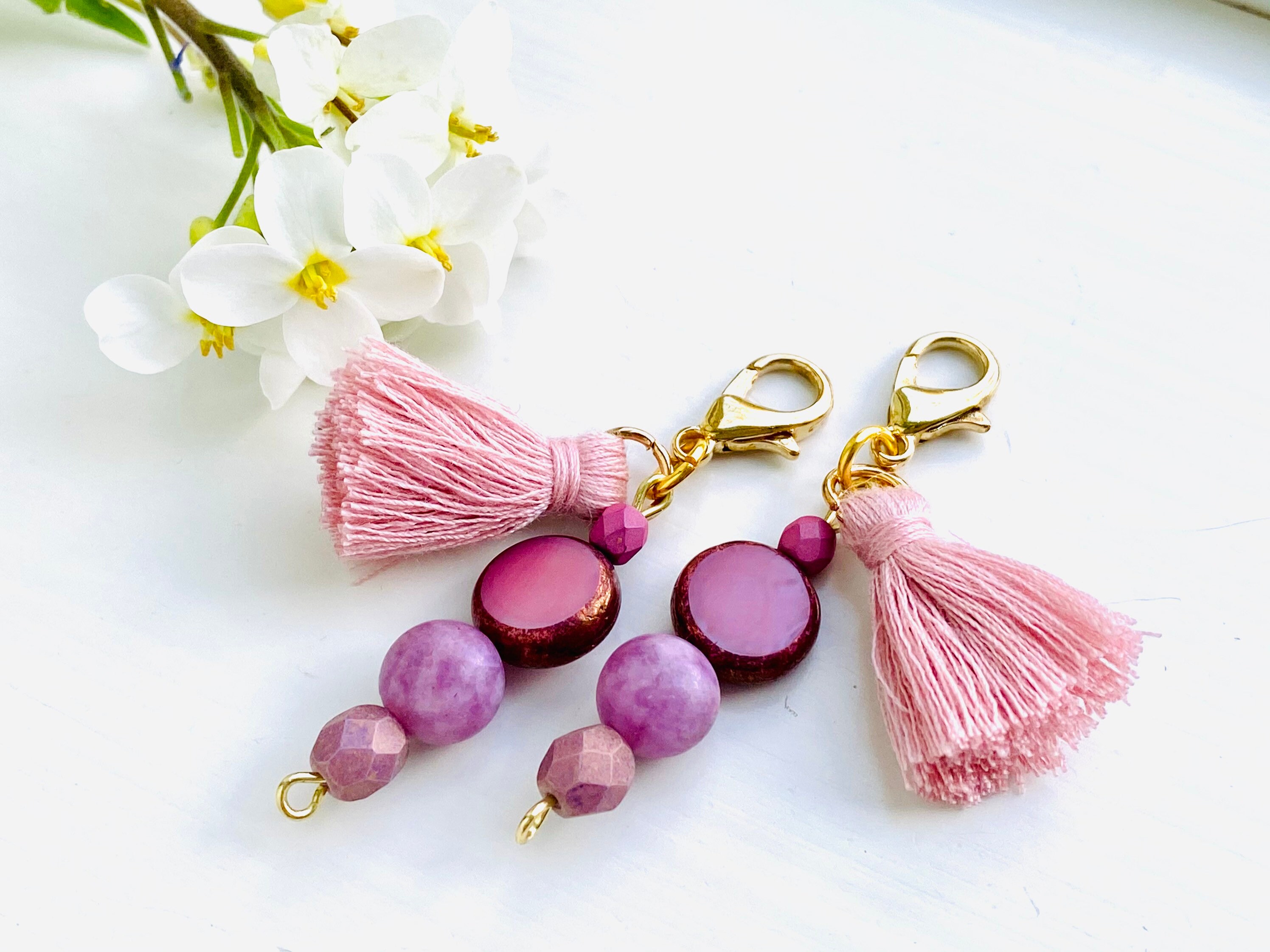 Mauve Tassel Zipper Pull Gold Tassel Zipper Pull Pink & Gold Etsy