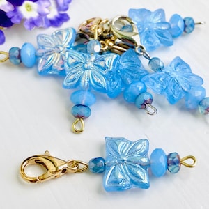 1 Blue Butterfly Zipper Pull: Czech Glass Beads for Purse or Sweater