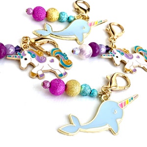 Narwhal or Unicorn Zipper Pull: Beaded Enamel Charm