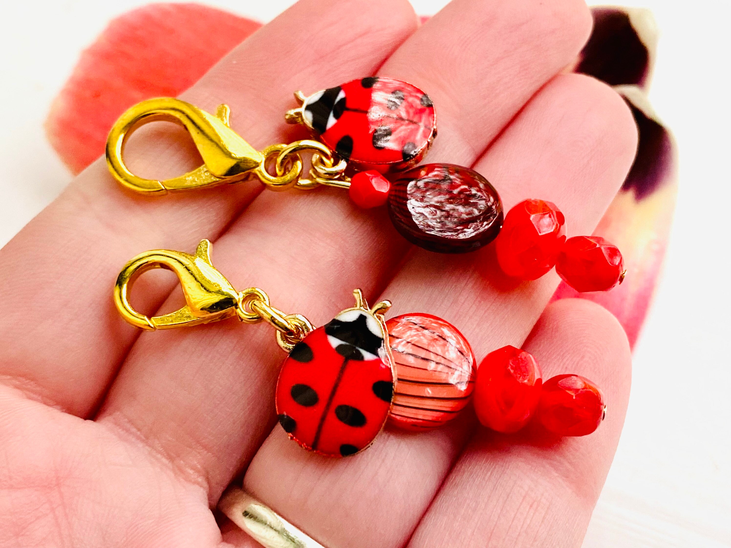 Synthetic Leather Zipper Pull - Lady Bug
