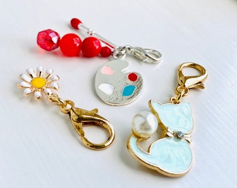 Set of 3 Zipper Pulls, Zipper Pulls for Purses, Paw Print Zipper Pull,  Mermaid Zipper Pull, Planner Charms, Zipper Charms Bulk 