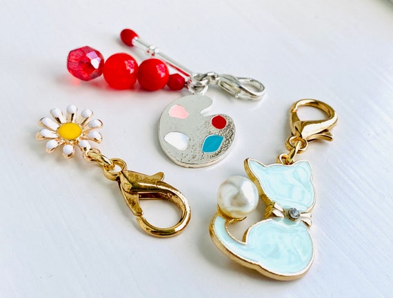 Set of Three Winter Zipper Pull Charms. Planner Charms. Zipper
