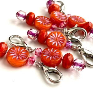 1 Sunset Zipper Pull, Zipper Pulls for Purses, Clip on Charm, Zipper Charm, Planner Charm, Orange & Pink Zipper Pull, Inexpensive Gift