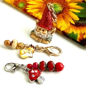 Zipper Pull Charms Set: Gnome, Fox, Mushroom Purse Charms