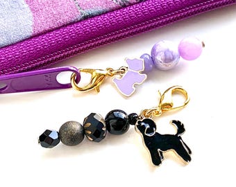 1 Scottie Hund oder Pudel Zipper Pull, Scottish Terrier Geschenke, Zipper Pulls für Geldbörsen, Clip Auf Charms, Hund Reißverschluss Charm, Journal Charm