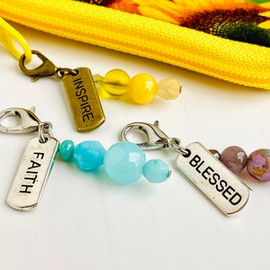 Blessed Zipper Pull, Strong Zipper Pull, Inspire Zipper Pull, Inspirational Zipper Pulls, Planner Charms, Zipper Pulls for Purses, Faith