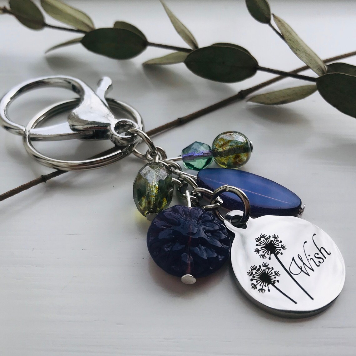 Wish Keychain Purple and Green Keychain Turquoise and Orange Etsy