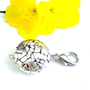 Silver Tone Zipper Pull Charm: Chunky Metal Pendant