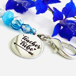 Teacher Tribe Zipper Pull: Czech Glass Beaded Journal Charm