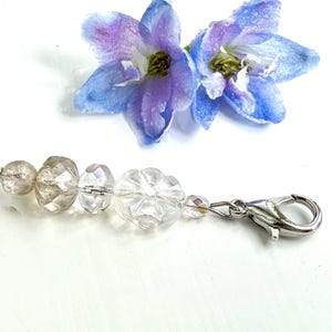 Water Drop Zipper Pull, Transparent Czech Glass Beaded Zipper Charm, Clip on Beaded Charm, Bag Charm, Zipper Pulls for Purses or Sweaters