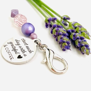 Grateful Heart & Coffee Zipper Pull, Coffee Lover Gifts, Inspirational Gifts, Zipper Pulls for Purses, Inspirational Zipper Pull, Religious