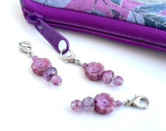 1 Orchid Zipper Pull, Zipper Pulls for Purses, Planner Charm, Purple Zipper Pulls, Zipper Pulls for Jackets, Zipper Charm