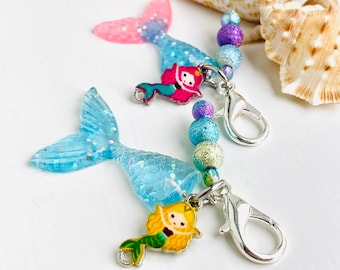 Shimmery Mermaid Zipper Pull, Mermaid Keychain, Mermaid Gifts, Zipper Charms, Zipper Pulls for Purses, Mermaid Purse Charm, Mermaid Tail