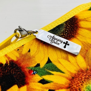 Amazing Grace Zipper Pull, Zipper Pulls for Purses, Stainless Steel Christian Zipper Charm, Clip on Charms, Journal Charm, Zipper Pull
