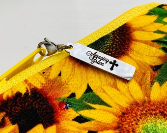 Amazing Grace Zipper Pull, Zipper Pulls for Purses, Stainless Steel Christian Zipper Charm, Clip on Charms, Journal Charm, Zipper Pull