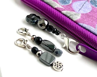 Beaded Zipper Pull Set: Purse Charms, Planner Accessories, Set of 3