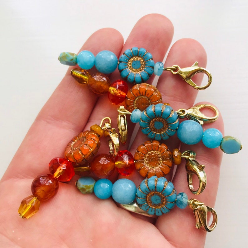 Zipper Pulls Sunflower Zipper Pull Charm Zipper Charms Knitting Progress Keepers Zipper Pull Zipper Pulls for Purses Sunflower Gifts