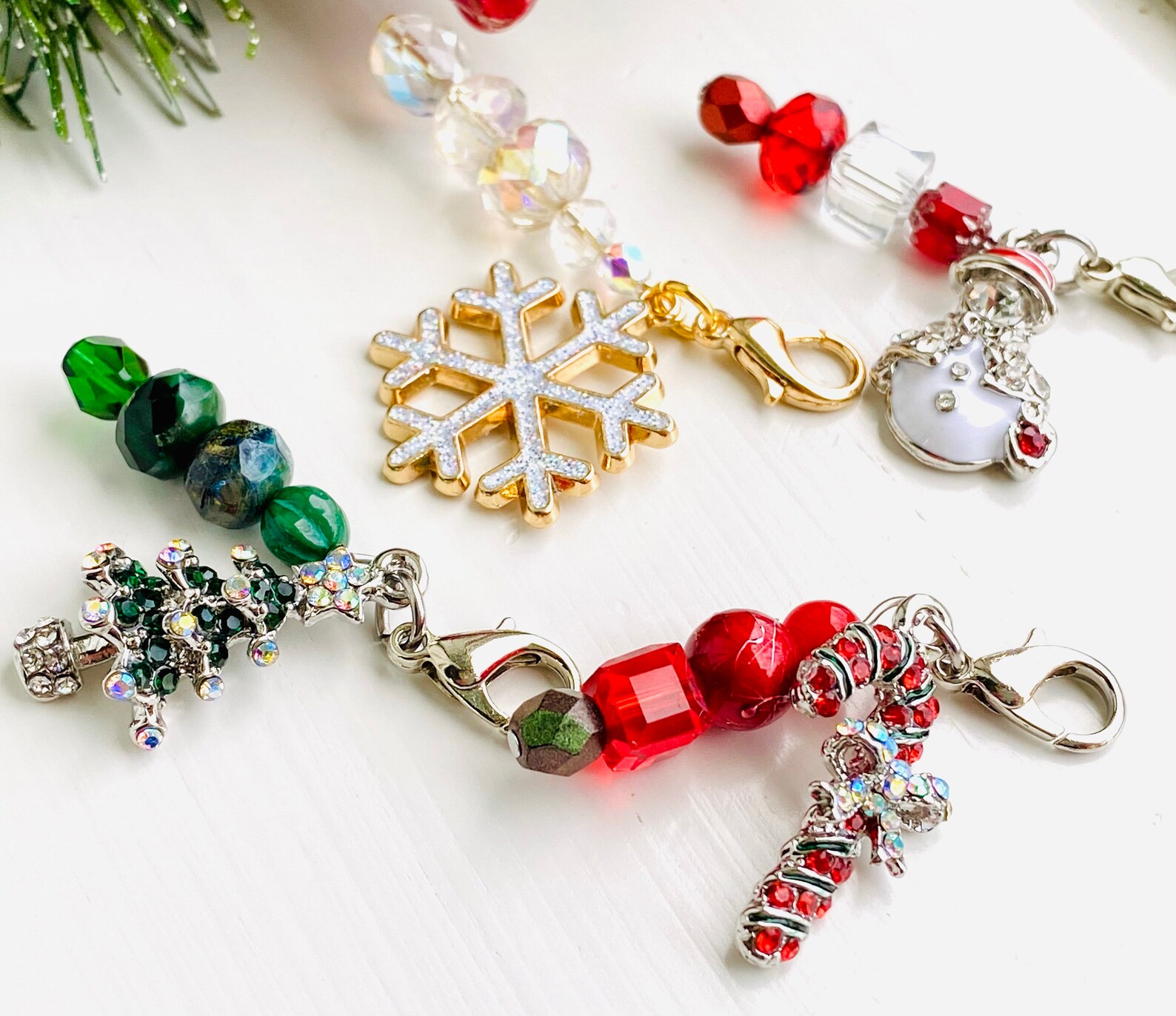 Christmas Zipper Pulls Rhinestone Zipper Pulls Christmas Etsy