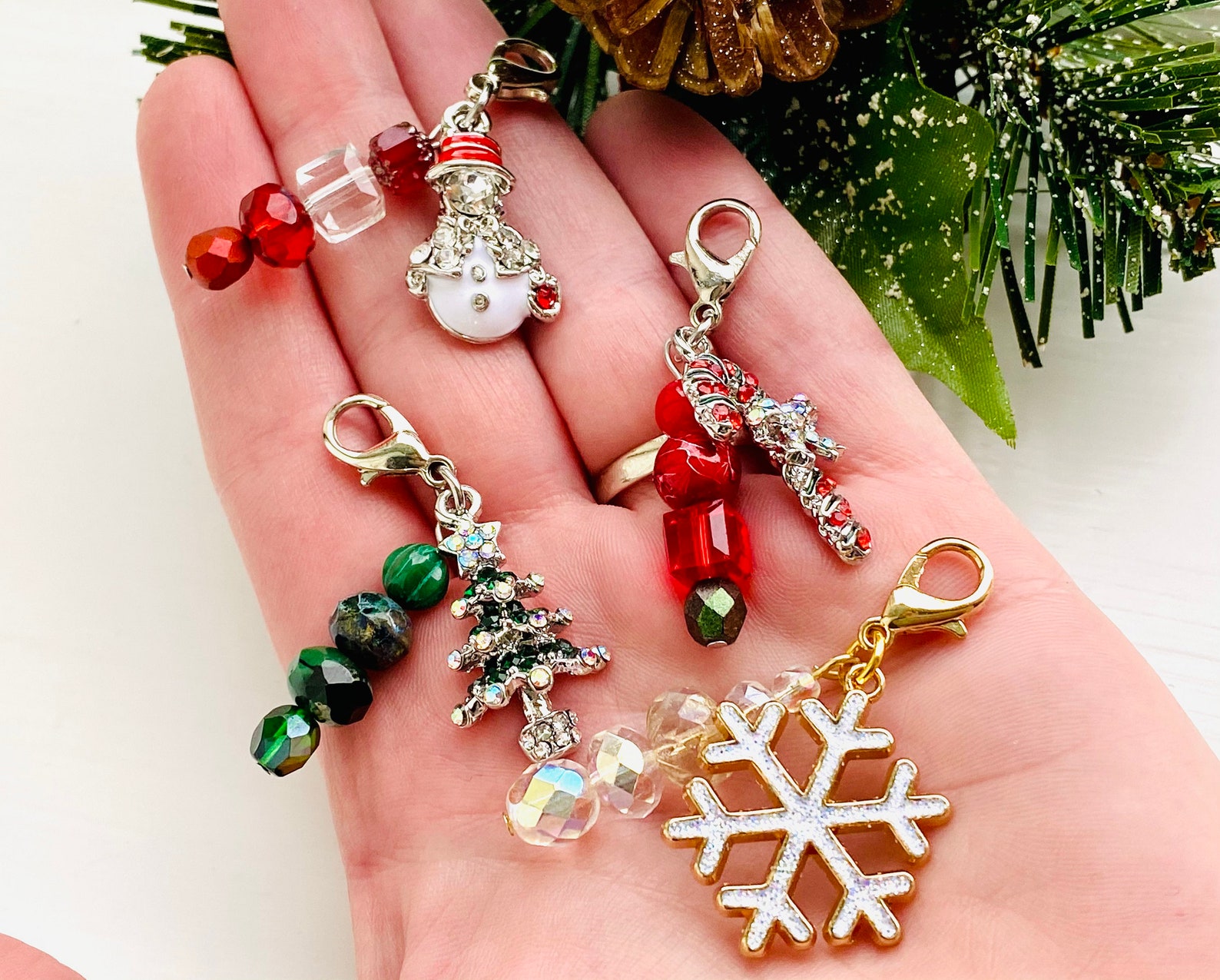 Christmas Zipper Pulls Rhinestone Zipper Pulls Christmas Etsy