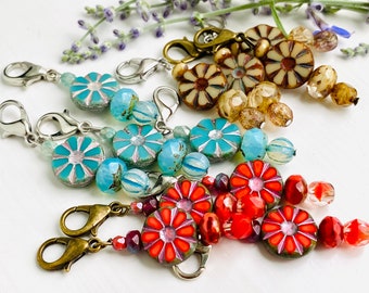 1 Posy Zipper Pull: Beaded Purse Charm with Lobster Clasp, Sweater Charm