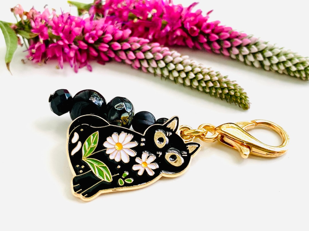 Daisy Cat Zipper Pull, Zipper Pulls for Purses, Cat Accessories, Clip