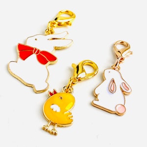 1 Bunny Zipper Pull, Easter Zipper Charms, Chick Zipper Pull, Easter Basket Stuffers, Zipper Pulls for Purses, Clip On Charms, Easter Gifts