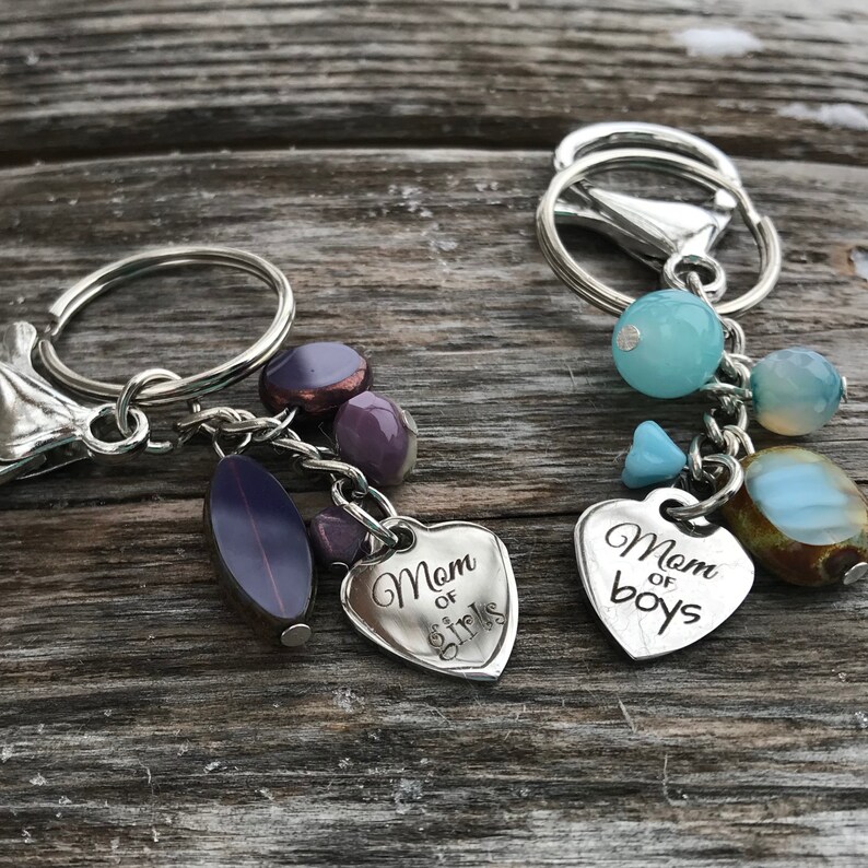 Mom of Girls or Mom of Boys Keychain Mom Keychain Keychains Etsy