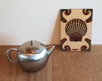 Unframed A5 size Scallop seashell tattoo pyrography (wood burning art)