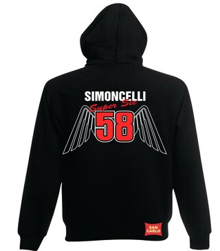 Adesivo Grafica Marco Simoncelli 58 - Ecologico Stampato E Laminato, Dimensioni 110x90mm, Taglio Sagomato