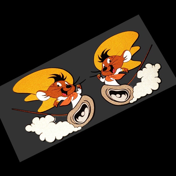 Speedy gonzales mouse run REFLECTIVE stickers decals motorcycle decals graphics x 2 small
