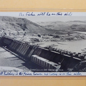 Barragem RPPC Grand Coulee, Washington. Carimbado em 1940, Mason City, Washington.