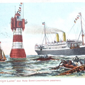 "R P D ""Königin Luise" den Rote Sand-Leuchtturm passirend."