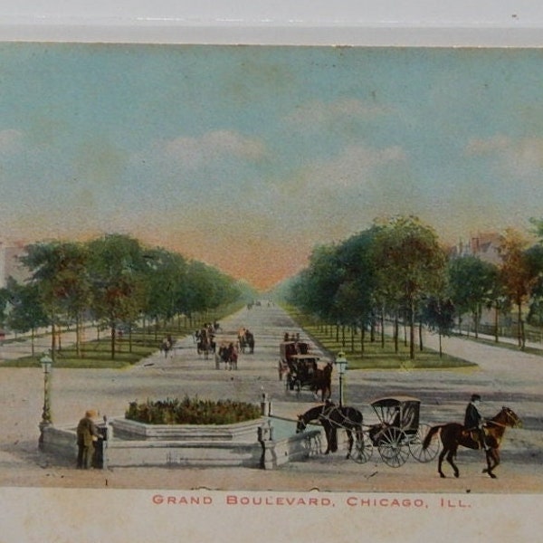 Chicago, Illinois. Grand Boulevard. 1906 Carte postale illustrée Co.